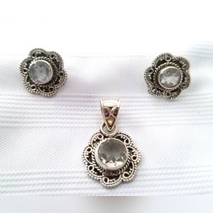 925 Sterling Silver Pendant and Earrings